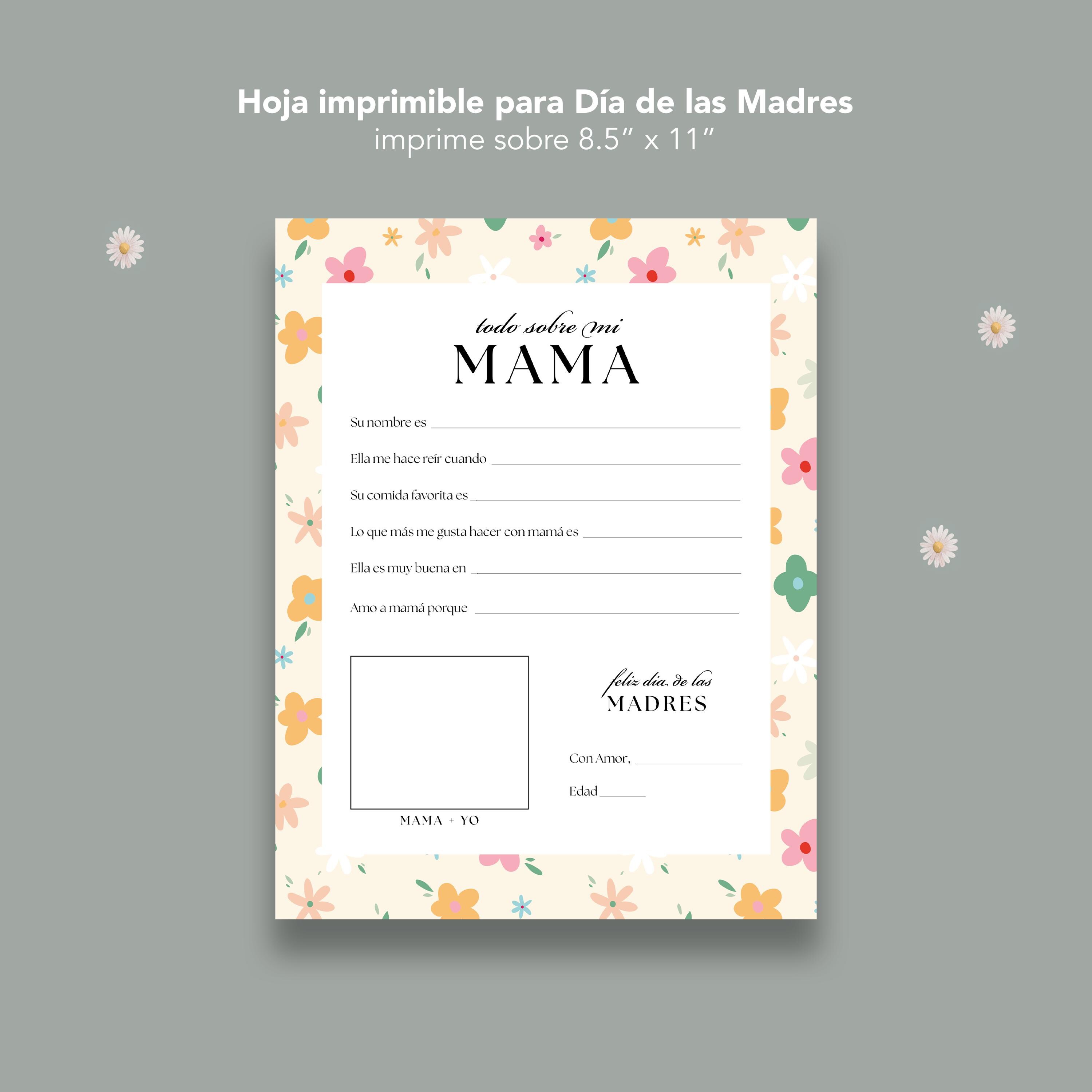Dia De Las Madres Actividad | "todo Sobre Mi Mama" Fill-in-the-blank ...