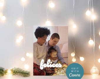 Felices Fiestas Spanish Holiday Card | Editable Christmas Photo Card | Instant Download