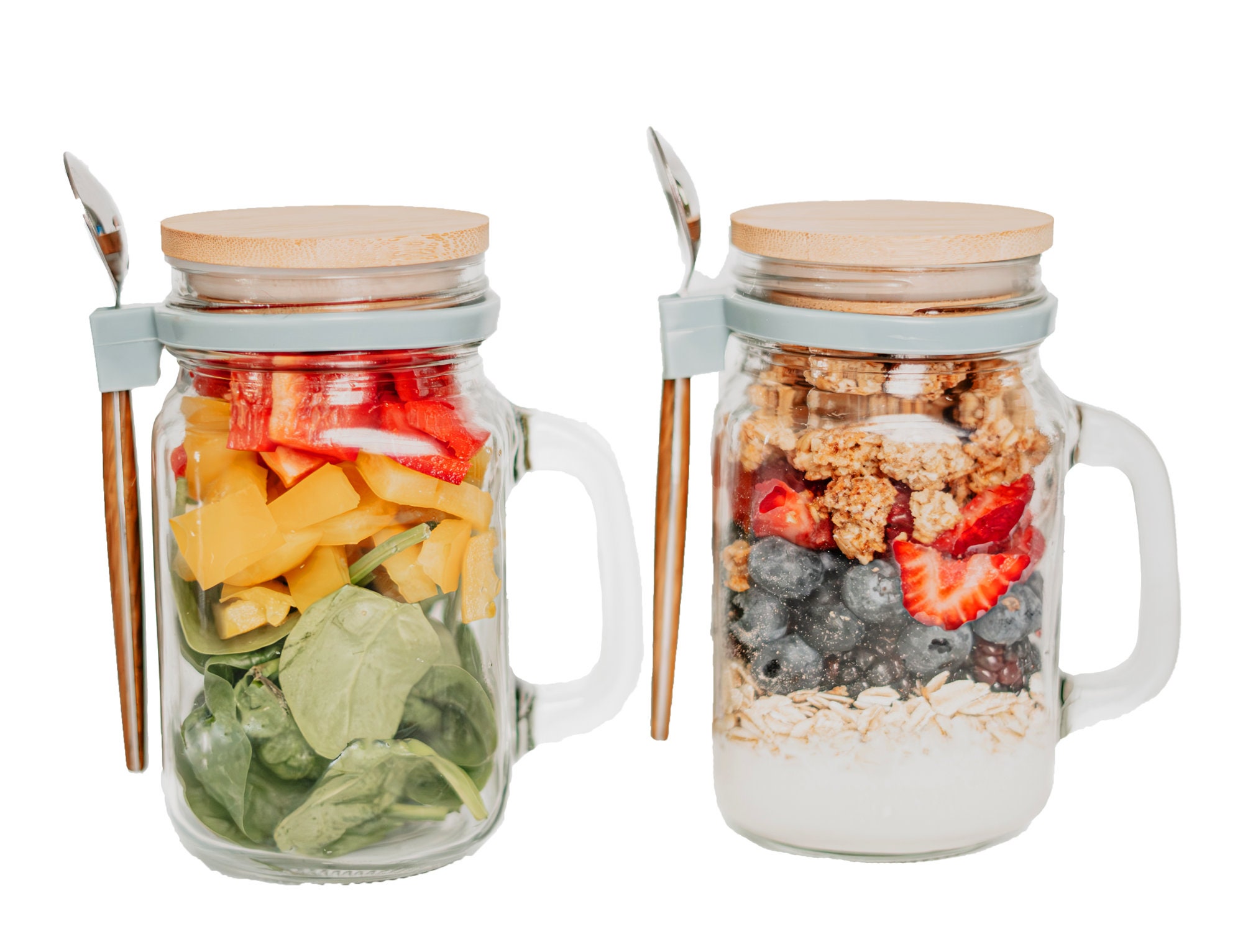 Mason Jars for Overnight Oats: 4 Pack Overnight Oats Containers with Lids  and Spoons - 16 oz