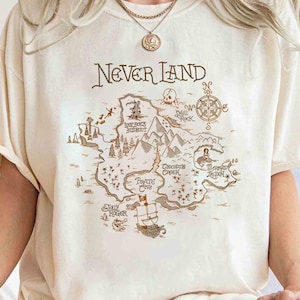 Disney Neverland Peter Pan schatkaart T-shirt, Disneyland familie bijpassende shirt, Magic Kingdom T-shirt, Epcot themapark cadeau-shirt