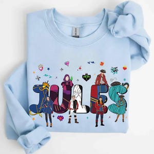 Custom Name Personalized Disney Descendants Mal, Evie, Jay, Carlos Shirt, Descendants Movie Tee, Comfort Color, Disney Family Matching Tee