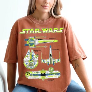 Star Wars Millennium Falcon Battle Ships Schematic Shirt, Comfort Color, Disneyland Family Matching Shirt, Epcot Theme Park Gift Shirt