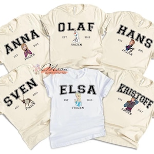 Camiseta personalizada con personajes de Disney Frozen 2013, Elsa, Anna, Olaf, color cómodo, camiseta a juego de la familia Disney, regalo del parque temático Epcot