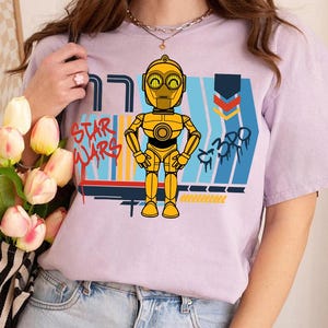 Star Wars Streetstyle C-3PO Graphic Shirt, Star Wars Droid Tee, Comfort Color, Disneyland Family Matching Shirt, Epcot Theme Park Gift Shirt