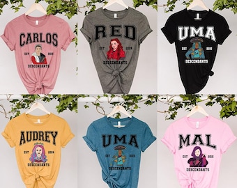 Personalized Descendants Red Mal Uma Audrey Carlos, Rise Of Red Shirt, Comfort Color, Disney Family Matching Shirt, Epcot Theme Park Gift