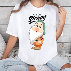 Snow White & 7 Dwarfs Cute Always Sleepy Shirt, Comfort Color, Disney Family Matching Shirt, Magic Kingdom Tee, Epcot Theme Park Gift Shirt