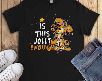 Disney Pooh Bear Tigger Christmas T-Shirt, Funny Jolly Xmas Tree Lights Gift Tee, Disney Magic Kingdom Trip, Disneyland Family Shirt