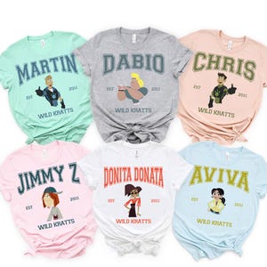 Personalized Disney Wild Kratts Characters Martin Chris & Friends Shirt, Comfort Color Disney Family Matching Tee, Epcot Theme Park Gift Tee