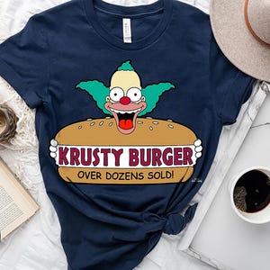 Camiseta de Los Simpson de Disney, Krusty el Payaso, Krusty Burger, camiseta de Los Simpson, color cómodo, camiseta familiar a juego, regalo del parque temático Epcot
