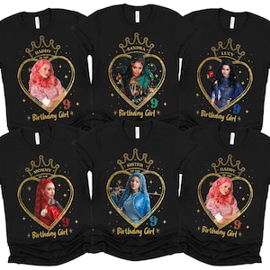 Personalisierte Descendants 4 Film-Geburtstagskind-Shirt, Rise of Red Shirt, Komfort Farbe, Disney Familie Passendes Shirt, Epcot Freizeitpark Geschenk