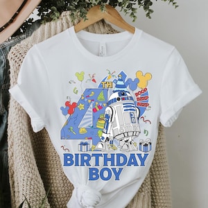 Personalized Custom Star Wars Droid R2D2 Birthday Boy Mickey Balloon Shirt, Birthday Tee, Comfort Color, Shirt For Kids, Family Matching Tee