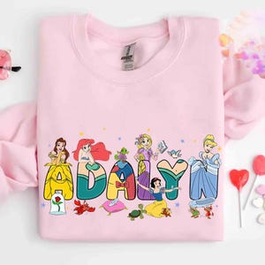 Personalized Custom Name Disney Princess Besties Themed Cinderella Ariel Rapunzel Shirt, Comfort Color, Shirt For Kid, Family Matching Tee
