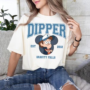 Camiseta com o personagem Dipper da Disney Gravity Falls, camiseta da Disney, cor confortável, camiseta combinando com a família Disney, camiseta de presente do parque temático Epcot