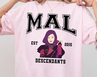 Disney Descendants Mal Est 2015 Portrait Art Retro Shirt, Comfort Color, Disneyland Family Matching Shirt, Epcot Theme Park Gift Shirt