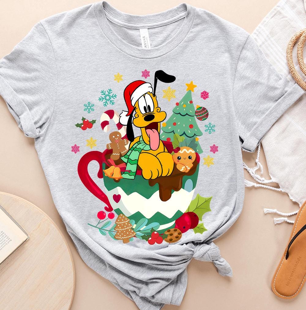 Disney Mickey And Friends Pluto Christmas Hot Chocolate Mug Shirt, Xmas Shirt, Comfort Color, Magic Kingdom Tee, Epcot Theme Park Gift Shirt