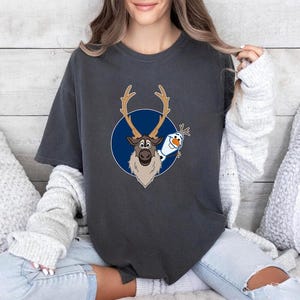 Disney Frozen Cute Olaf And Sven Friendship Christmas Shirt, Comfort Color, Disney Family Matching Tee, Magic Kingdom Tee, Park Gift Shirt