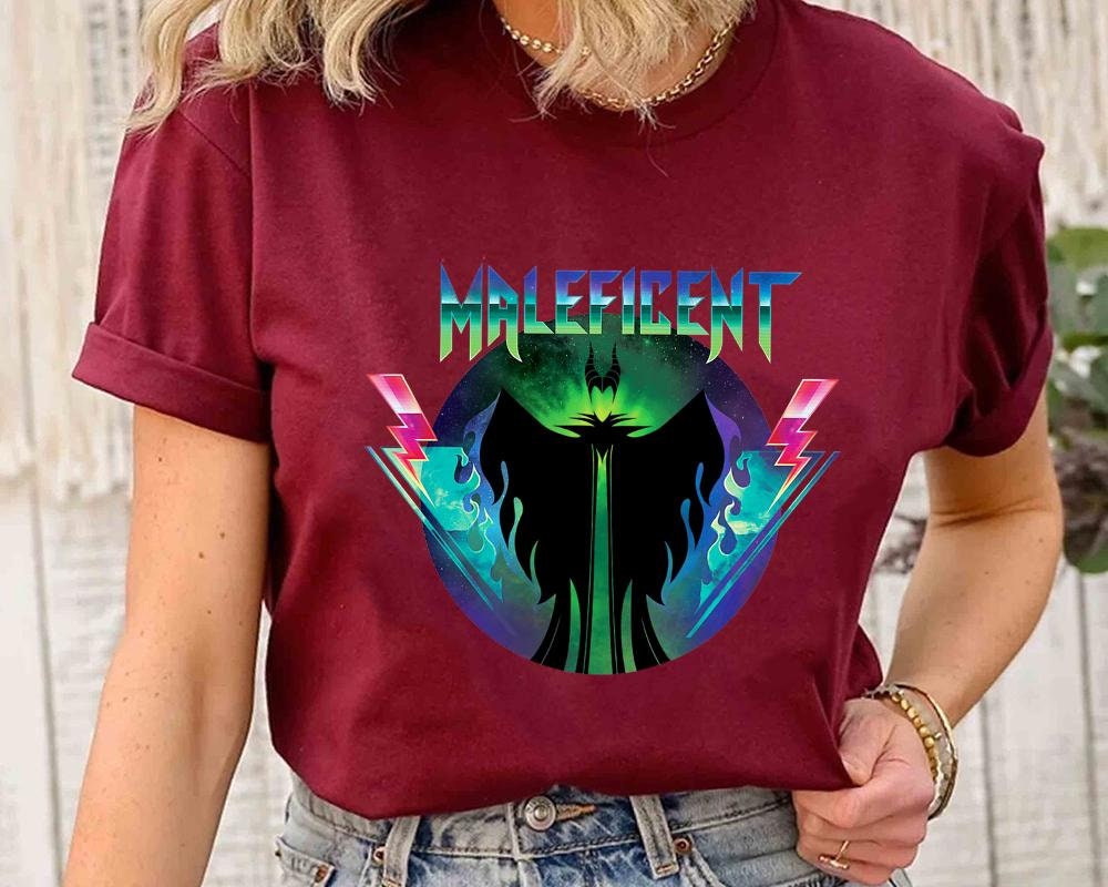 Disney Villains Maleficent 90s Rock Band Neon Vintage Shirt