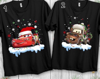 Disney Cars Lightning McQueen And Tow Mater Christmas T-Shirt, Disney Cars Family Gathering Couple Matching Xmas Tee, Disney Magic Kingdom