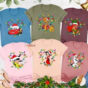 Personalized Disney A Goofy Movie McQueen Frozen Olaf Christmas Shirt, Comfort Color, Disney Family Matching Shirt, Epcot Theme Park Gift