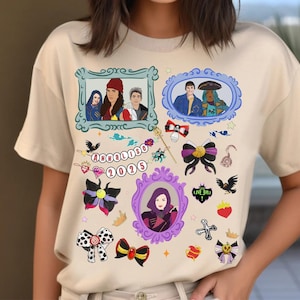 Personalisiertes benutzerdefiniertes Disney Villians Descendants Mal Evie Carlos Jay Shirt, Comfort Color Disney Passendes Shirt, Epcot Theme Park Geschenk Shirt