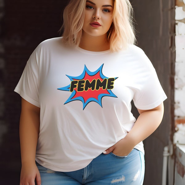 Femme pow shirt, Comic style shirt, Femme shirt, Lesbian shirt,  LGBTQ shirt, gay pride shirt, queer shirt, LGBTQ gift, Pride shirt