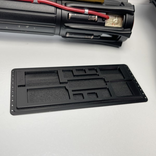 Kylo Ren cosplay belt buckle greebly for stitching on - easy costume mod / greebly 120 mm x 51 mm PLA / ABS / PETG