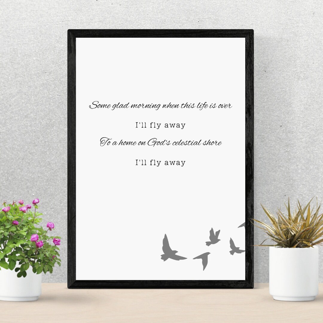 I'll Fly Away Christian Hymn Printable Wall Art - Etsy