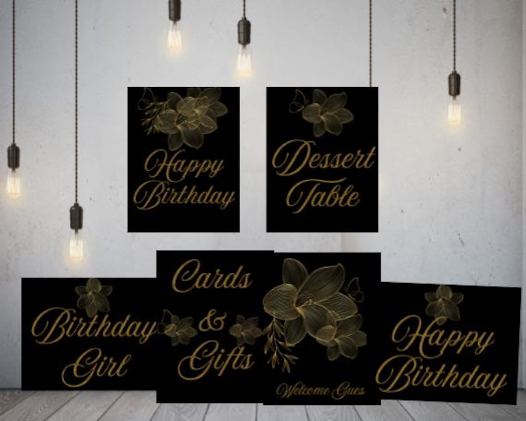 Printable Happy Birthday Signs, Solid Gold Design, Print and Assemble ...