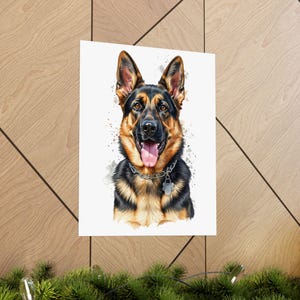 Verticale poster Duitse herder, hondenliefhebber kunst aan de muur, huisdierdecor, dierenliefhebber cadeau, kantoordecoratie aan huis