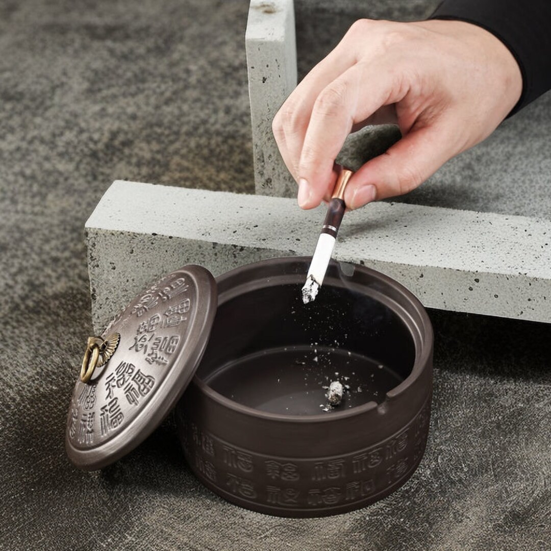 Ceramic Ashtray With Cover Indoor and Outdoor Windproof Etsy