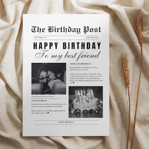 Posta sul giornale di compleanno per fioristi / Posta sul compleanno / Giornale fai-da-te / Regalo di compleanno personalizzato / Regali personalizzati / Regalo di compleanno