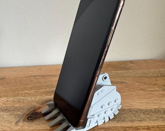 3D Printed Excavator Bucket Phone Holder - Construction Gift