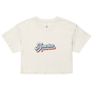 Vintage-Style USA Crop, Americana Patriotic Shirt, American Western Crop Tee, American Babe Shirt, 4th of July Summer Tee