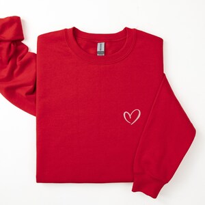 Embroidered Pink Heart Sweatshirt, Embroidered Heart Valentines Sweatshirt, Coquette Valentines Sweatshirt
