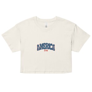 Vintage-stijl USA Crop Tee, Patriottisch Tee, Crop USA Shirt, Rood Wit en Blauw Top, Crop 4th of July Tee, Western Country Tee