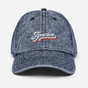 Embroidered Distressed USA Hat, Embroidered Red White and Blue Summer Hat, 4th of July Hat