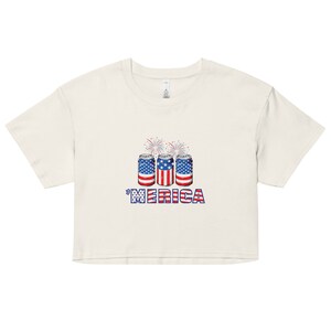 Merica Crop, Funny USA, Vintage-Style USA Crop Tee, Crop Patriotic Shirt, USA Rood Wit en Blauw Top, Crop 4 juli Tee, Western Country