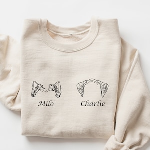 Aangepaste hond naam sweatshirt, gepersonaliseerde hond oren sweatshirt met naam, Moederdag cadeau, hond papa cadeau voor huisdier cadeau voor hem, huisdier minnaar cadeau