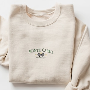 モンテカルロ刺繍スウェットシャツ、刺繍カントリークラブモナコクルーネック