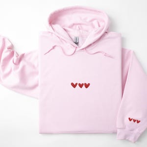 Embroidered Hearts Hoodie, Valentine Embroidered Hoodie, Hearts Love Sweatshirt, Valentines Hoodie, Holiday Gift, Gift for Her, Hearts Wrist