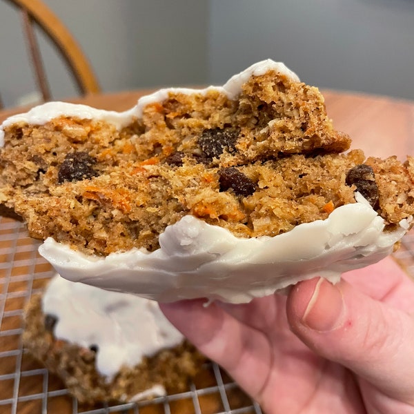 Carrot Oatmeal Raisin Cookie with Cream Cheese Icing