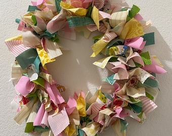 SPRING, EASTER, PASTEL wreath / Remnant wreath / Fabric wreath / Holiday decor / Home decor