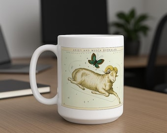 Aries Zodiac Mug: Vintage Astrology Coffee Cup, Horoscope Gift