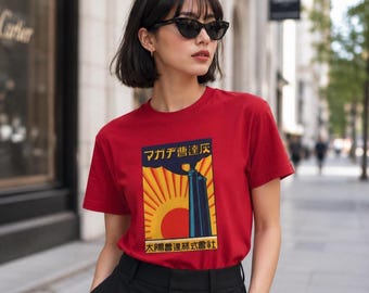 Vintage Japanese Matchbook T-Shirt, Art Deco Sunburst Graphic Tee