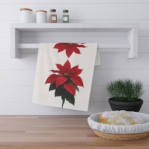 Weihnachtsstern Geschirrtuch: festliches Küchen Dekor aus Baumwolle