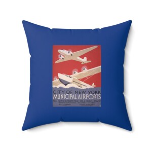 WPA New York Airplane Prydnadskudde: Vintagekonst från 1930-talet bild 5