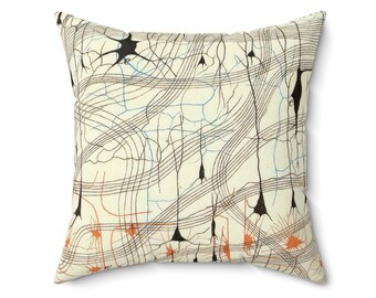 Vintage Neuroscience Art Pillow: Dog Olfactory Bulb Print