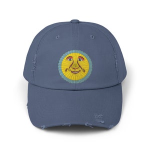 Happy Sunface Distressed Cap: Vintage Graphic Cotton Twill Hat