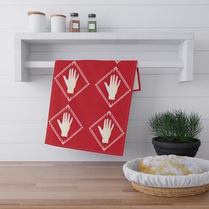 Helping Hand Kitchen and Bar Tea Towel, Hostess Gift, Cotton Twill, Unique Design, Household Linens, Kitchen Decor, 18 x 30 inches.