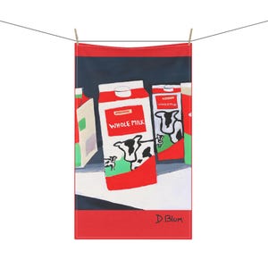Humorous Milk Carton Tea Towel, Hostess Gift - 100% Cotton Twill, Milk Lovers Kitchen Decor, Organic Milk Humor, Funny Dish Cloth, Kitchen